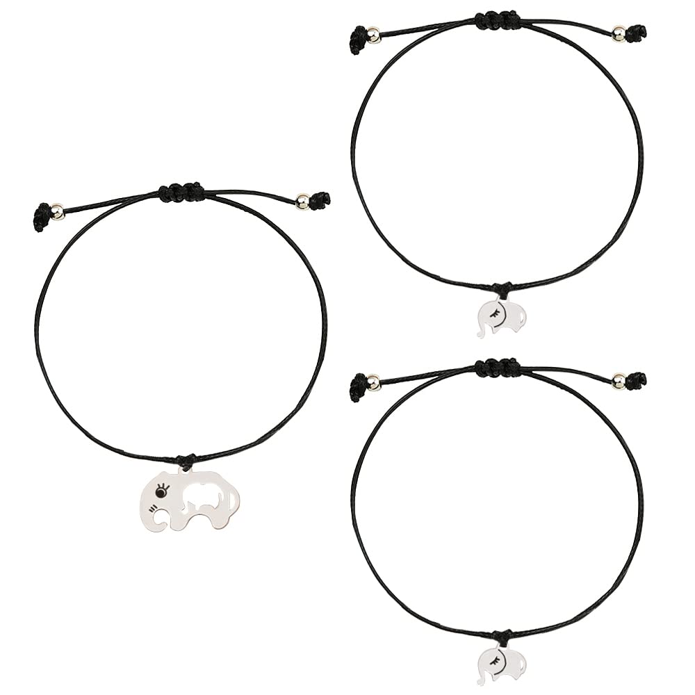 AMOR SPES 2/3 Pack Cute Elephant Matching Bracelets With Card Gift For Mother From Daughter Happy Mother's Day Back To School Friendship Bracelets BFF Gift Best Friend Forever (3 Pack)