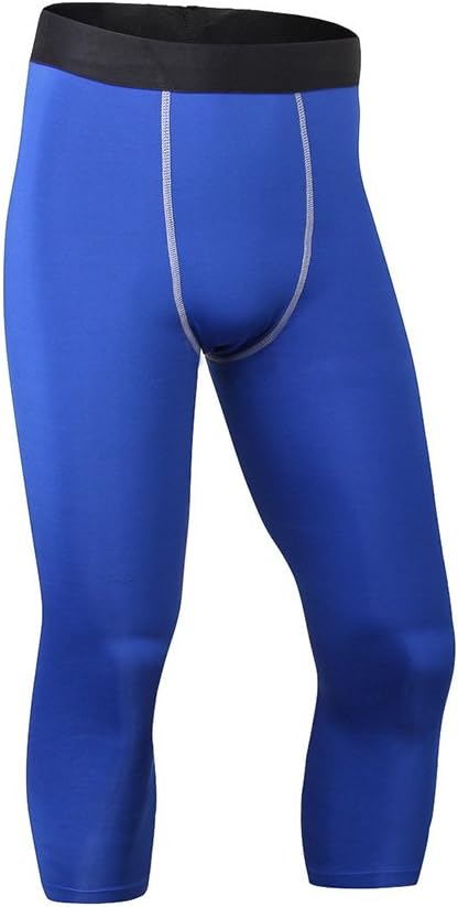 GUOCU Men's Skinny Fitness Running Shorts 3/4 Compression Base Layer Tights Fitness Pants