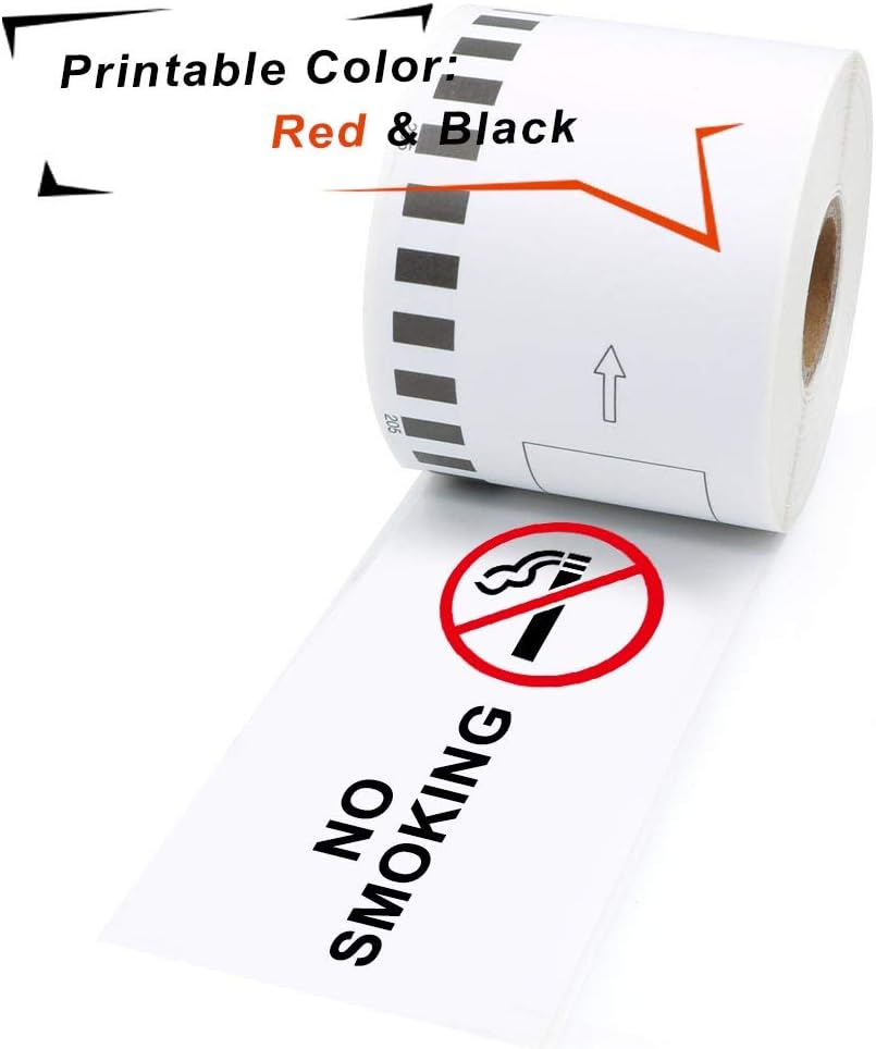 MarkDomain Compatible Label Roll Replacement for Brother DK-2251 Continuous Black/Red Label on White Papers 2.4in x 50ft with One Refillable Cartridge for QL-800, QL-810W, QL-820NWB (6 Rolls) : Office Products