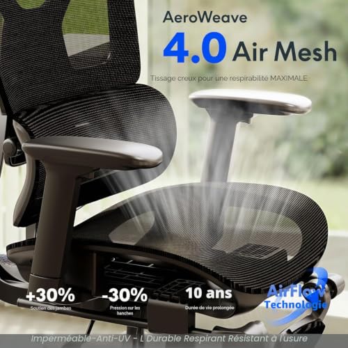 FLEXISPOT ErgoX Office Chair, 3D Armrests, Ergonomic Mesh Swivel Chair Height Adjustable with Headrest and Independent Lumbar Support, Grey