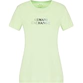 Armani Exchange Womens Ombre Metallic Logo Cotton Jersey T-Shirt