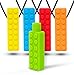 Optimum Sensory Chew Necklace (4 Pack + Free Pencil Topper) - Chewy Necklace Bundle - Silicon Chewelry for Kids with Autism ADHD Biting Needs - Chewlery Toy for Boys and Girls - More Firm