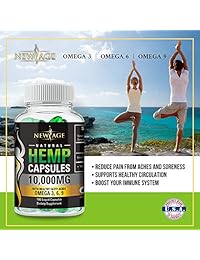Hemp Capsules - 10,000 MG of Pure Hemp Extract Per Bottle - Pain, Stress & Anxiety Relief - Natural Sleep & Mood Support - Made in The USA - Maximum Value - Rich in Omega 3,6,& 9,