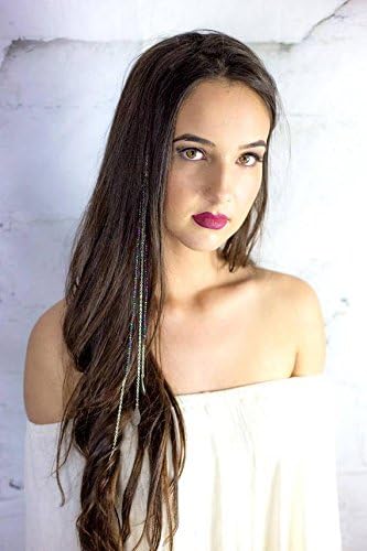 Festival Hair Accessories, Feather Hair Chain, Boho Hippie Jewelry, Metal Head Chain