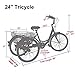 Slsy Adult Tricycles Single Speed, Adult Trikes 24/26 inch 3 Wheel Bikes, Three-Wheeled Bicycles Cruise Trike with Shopping Basket for Seniors, Women, Men. (Apple Green, 24″ Wheels/ 1-Speed)thumb 2