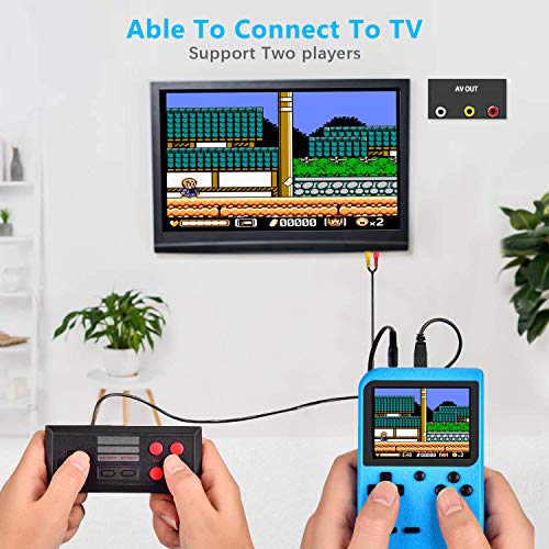 VOUM Handheld Game Console,Retro Handheld Game Console with Protector Case, 400 Free Classical FC Games Support for Connecting TV & Two Players, Great Gifts for Kids and Adults(Blue)