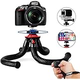 Tripods for Phone, Fotopro 12" Flexible Tripod with Bluetooth 4.0 for iPhone X 8 Plus,Samsung S9,Waterproof and Anti-Crack Camera Tripod for GoPro Canon Nikon DSLR, CellphoneTripod Stand for landscape