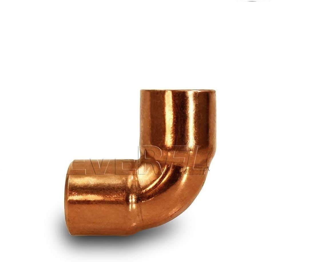 Everflow Supplies CCLN0012 90 Degree C X C Copper Short Radius Elbow Fitting with Two Solder Cups, 1/2" (25 Pack)