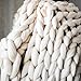 HomeModa Studio Non-Mulesed Chunky Wool Yarn Big Massive Giant Chunky Knit Blankets Throws Grey White (250g, Ivory)