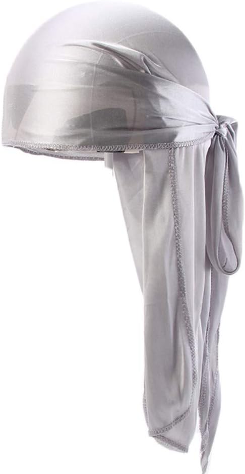 Unisex Deluxe Silky Durag Extra Long-Tail Headwraps Pirate Cap 360 Waves Du-RAG