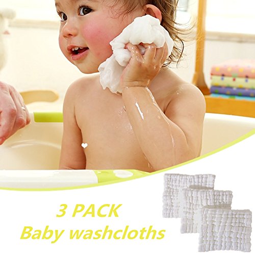 Baby Bath Towels and Washcloths Set Also For Baby Swaddle Blanket and Baby Face Cloth, (5 PC Value Pack ) Super Soft 100% Organic Muslin Cotton - Ideal for Baby Care Gift Sets By MUKIN - Thumbnail 6
