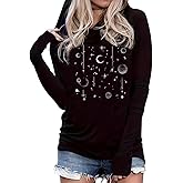 Live by The Sun Love by The Moon Hoodie Women's Sun and Moon Casual Long Sleeve Sweatshirt Round Neck Pullover Tops