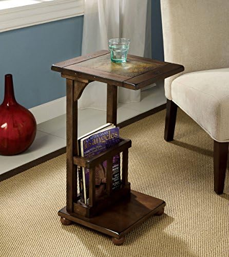 Wilcox Distressed Antique Style Side Table with Built-in Magazine Rack