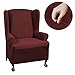 Maytex Reeves Stretch 1 - Piece T – Cushion Wingback Chair with Arms Furniture Cover Slipcover, Red