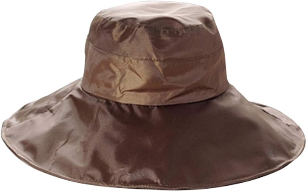 Women’s Rain Hat Outdoor Sun Protection Rain Cap Wide Brim Bucket Hat, Waterproof, Satin-Lined, Packable Brown at  Women’s Clothing store