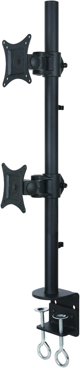 MountDIY Dual Monitor Stand Free Standing Desk Adjustable Height Mount For 13-27 Inch Computer PC Monitor Screens (Support VESA 75 & 100, Full Motion, Tilt, Swivel, Rotate, 22lbs Capacity)