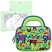 Evecase 7inch Dragon Touch Y88X Plus 2017/Y88X Kids Android Tablet Sleeve, Cute Animal Themed Neoprene Travel Carrying Slim Sleeve Case Bag w/ Dual Handle and Accessory Pocket - Green w/ Blue Trim
