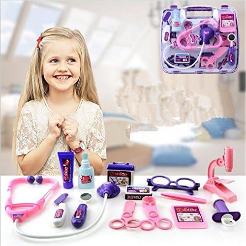 Purple Pretend Doctor Case Toy Set Medical Kit Health Care Box With Every Parts On It, It Is Very Convenient To Carry.