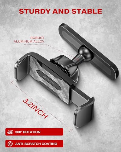 APPS2Car Soporte Magnético para Celular de Gimnasio, Ajustable 360°, Compatible con Smartphones de 4.7 a 6.5 Pulgadas, Base y Articulación de Aleación, Accesorios Gym - Negro