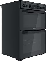 Hotpoint 60cm XXL Capacity Double Oven Gas Cooker Black view 2
