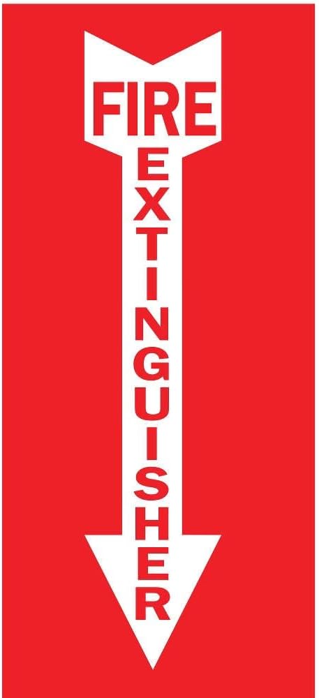 ZING 1885 Zing Safety Sign, Fire Extinguisher with Arrow, 14" Height x 3.25" Width, Red on White
