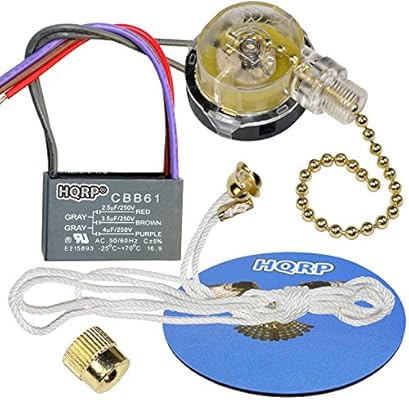 Hqrp Kit Ceiling Fan Capacitor Cbb61 2 5uf 3 5uf 4uf 5 Wire And 3