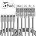 iPhone Charger,MFi Certified Lightning Cable,[5-Packs](3/3/6/6/10FT) Extra Long Nylon Braided Charging&Syncing Cord Compatible with iPhone Xs/XR/XS Max/X/7/7Plus/8/8Plus/6S/6SPlus/5(Black&White)