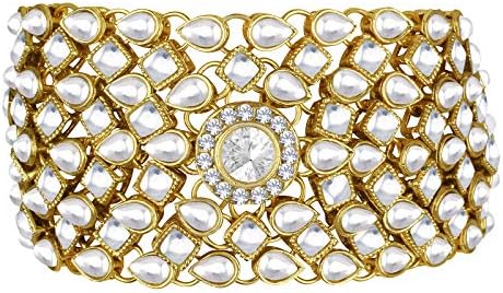 Fashion Bridal Gold Plated Alloy Kundan Bracelet for Women