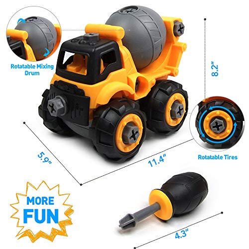 image for WisToyz Take Apart Toys, Toy Vehicles, Toy Cement Mixer Toddlers Toys,