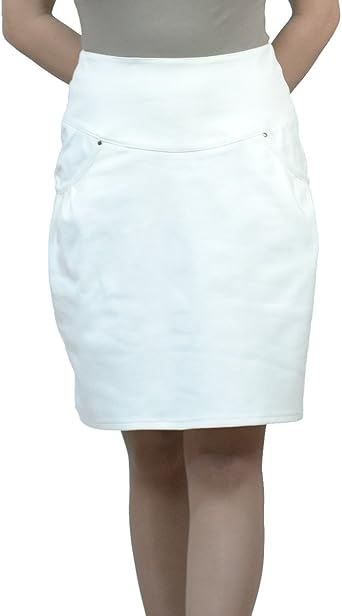 white denim a line skirt