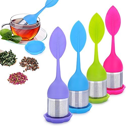 Tea Infuser Fine Mesh Silicone Infuser BPA-Free Steel Ball Strainer,Tea Infuser for Loose Leaf Tea Cups, Mugs, Teapots Pack of 4 (Cylindrical)