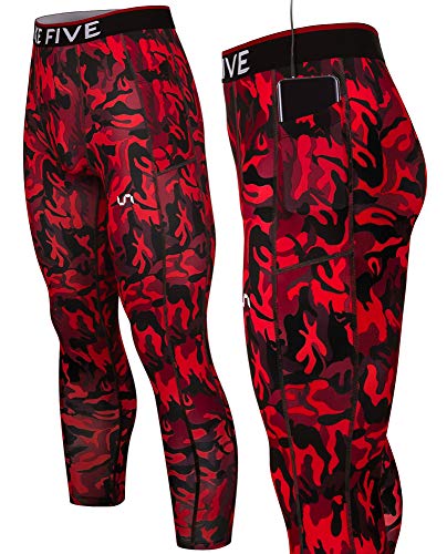Take Five Men’s Side Pockets Cool Dry Tights UV Protection Compression Baselayer Cycling Yoga Leggings (Z812, XXL)