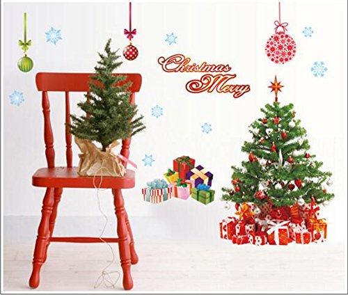 LAPOND Christmas Wall Decals Window Stickers Santa Claus Removable Christmas Tree DIY Wall Window Door Mural Shop Decal Sticker for Holiday and Party(2 PCS) - Thumbnail 5