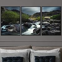 3 Piece Framed Canvas Wall Art Forest Rivers Canvas Prints Home Artwork Decoration for Living Room,Bedroom - 16
