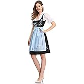 DLSNZ Women German Dirndl Dress Costumes for Beer Festival Bavarian Oktoberfest Carnival Halloween Outfits