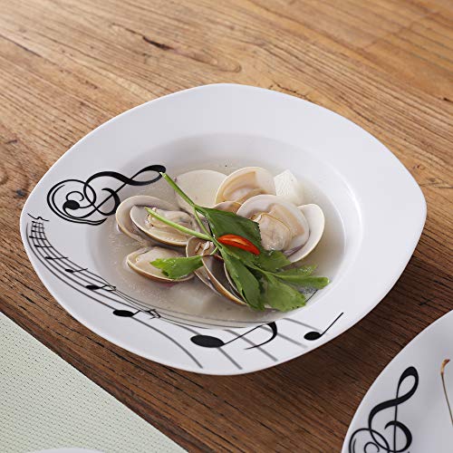 image for VEWEET 'MELODY' 30-Piece Ivory White Musical Note Patterns Dinnerware 