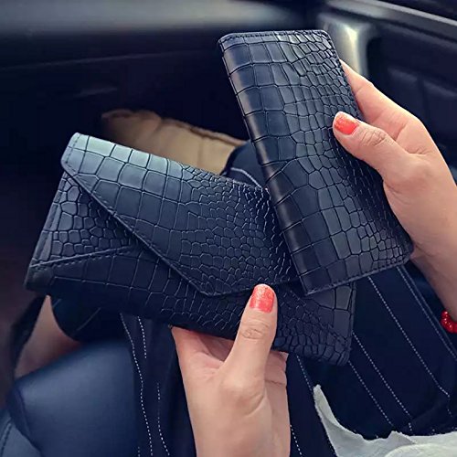 satyam kraft women designer long zipper wallet black/brown