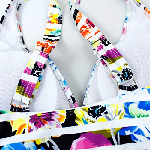 COOKI Women Swimsuit Floral Printed Tankini Top Bikini Swimwear Two Piece Bottoms Tankini Swimsuits Bathing Suits