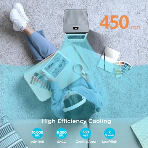 Havato Portable Air Conditioner 10,000 BTU, 3-in-1 AC Unit with Cooling Fan Dehumidifier for Cools up to 450 sq. ft, 24H Timer, 2 Speeds, Remote Control, LED Display, for Bedroom/Office/Home, White