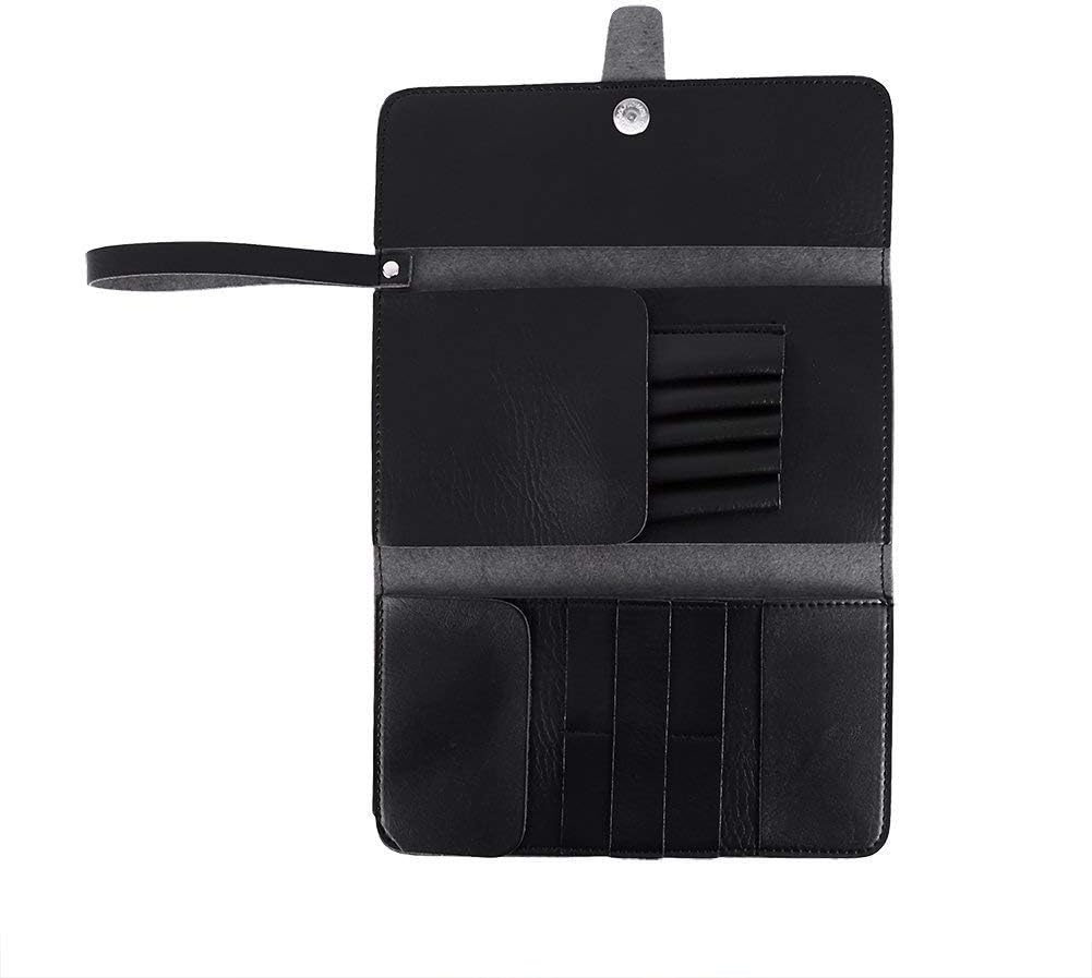 Yosoo Foldable Hair Scissor Bag, PU Leather Scissors Waist Pack Barber Hairdressing Tool Pouch Case Black - Image 4