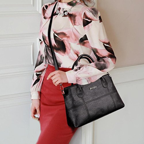 Women Handbag,Todaies Fashion Women Leather Splice Handbag Women Shoulder Bag Crossbody Bag Tote Bag 2018 (30cm(L) 10cm(W) 18cm(H), Red) - Thumbnail 3