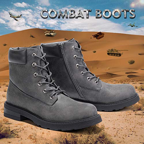 GM GOLAIMAN Combat Motorcycle Boots-Lace Up Zip Boot for Men Work Military Tactical Hiking 11 M US, 66 Grey - Thumbnail 7