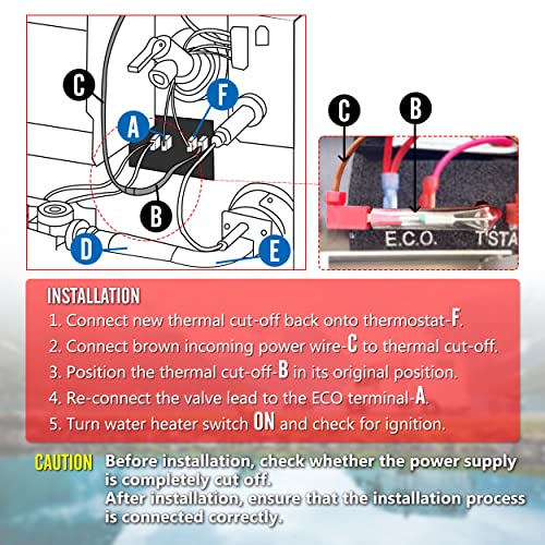RV Water Heater Thermal Cut Off Kit Replacement for Atwood 93866，Fit