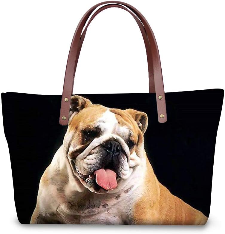 Showudesigns Bulldog School Handbag College Student Girls Top Handle Teto Bag