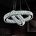MEEROSEE MD2226-53MN Modern Crystal Ceiling Fixture LED Contemporary Adjustable Stainless Steel 2 Rings Lights Chandelier, Big Cool White 2r