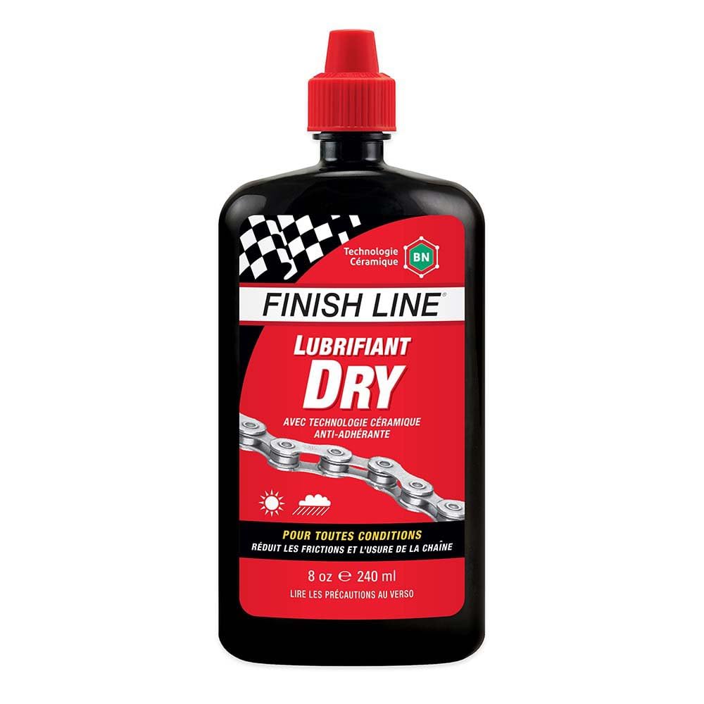 Finish Line Dry Lube Bicycle Chain Lubricant with Ceramic Technology, 8oz/240ml - Squeeze Bottle, Black