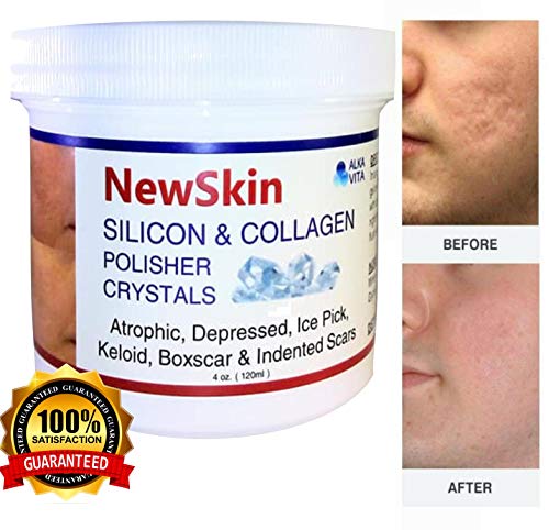Acne Scars Removal SILICON & COLLAGEN Polisher Crystals Fades Deep Pitted, Indented, Keloid & Atrophic Type. 4 oz