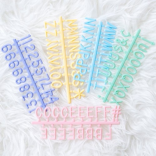 Pastel Multi Color Plastic Letter Set for Changeable Felt Letter Boards. 3/4 Letters, 150 of Each Pastel: Green, Pink, Yellow, Blue, Lavender. Complete Set of 750 Characters by Felt Like Sharing