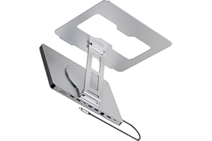 10 in 1 Laptop Docking Station with 360 Degree Rotating Base Stand for Efficient Use and Device Connection Holder Aluminum Al