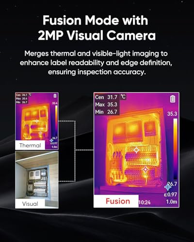 HIKMICRO B10S Thermal Camera 256 x 192 IR Resolution with 2MP Visual Camera, 3.2" 640 × 480 Resolution LCD Screen Thermal Imaging Scanner for Home Inspection, SuperScene™, 25 Hz Refresh Rate